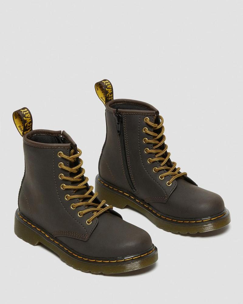 Kids' Dr Martens Junior 1460 Wildhorse Leather Lace Up Boots Dark / Brown | AU 690NWY